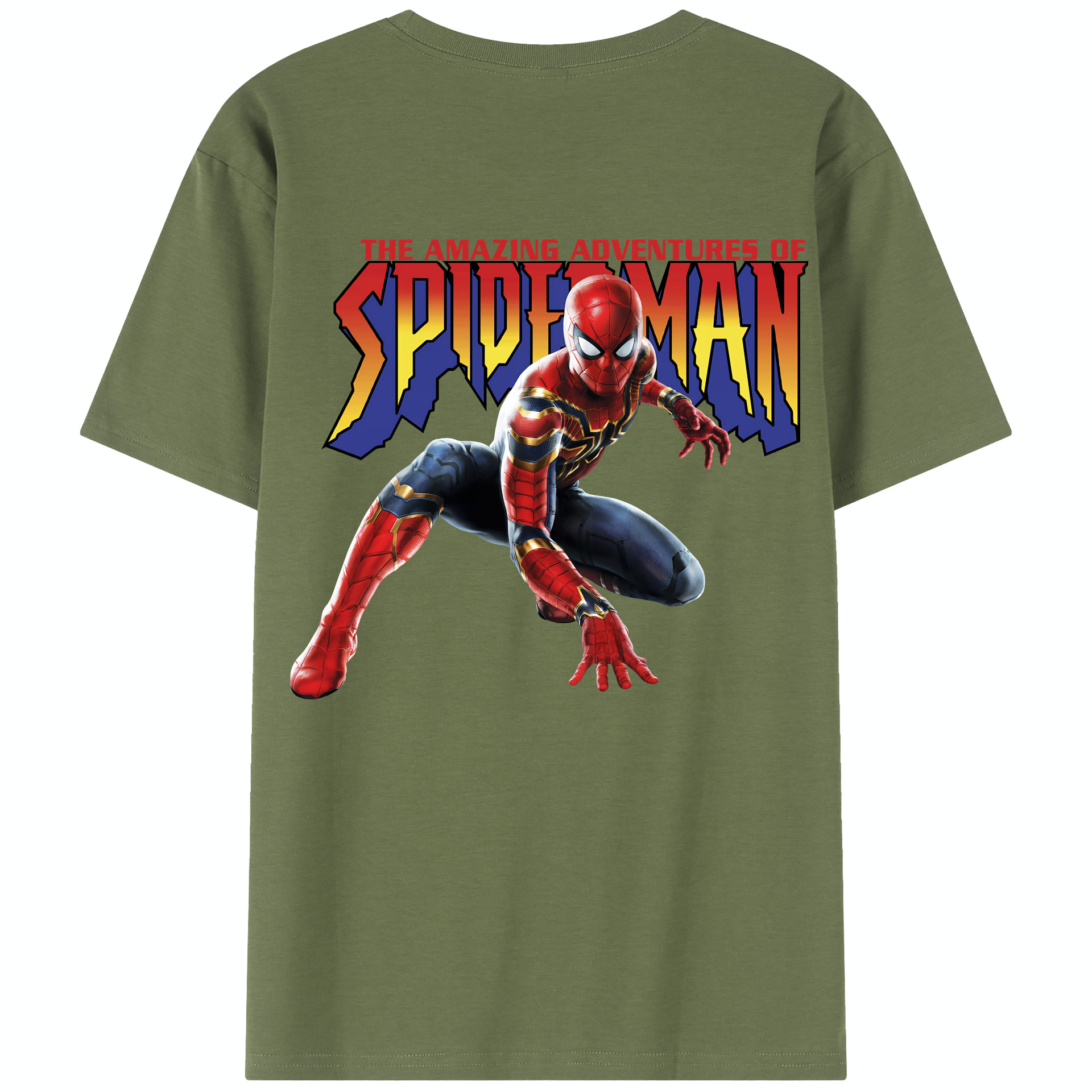 （画像用） Spider Man スパイダーマン 綿100％半袖Tシャツ（背面プリント）